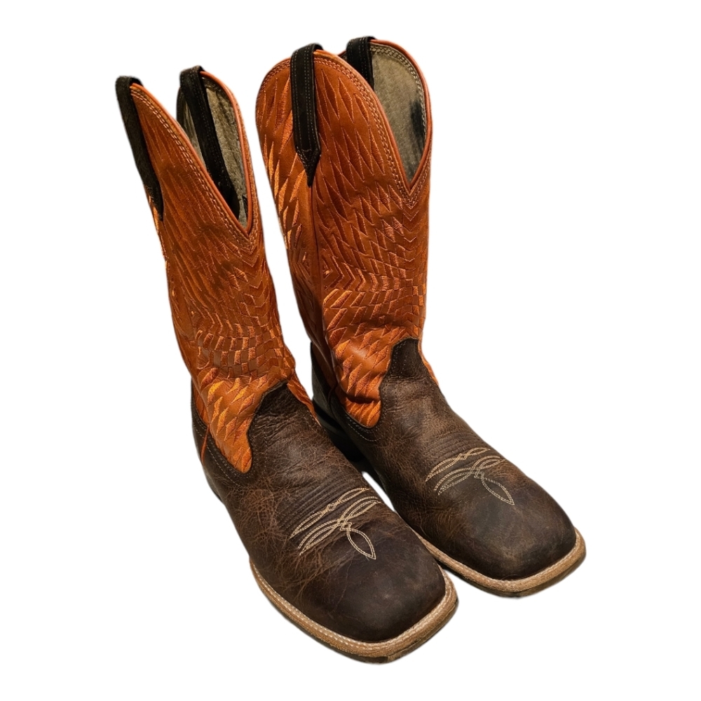 Noble Outfitters Embroidered Orange Square Toe Boots